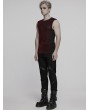 Punk Rave Red Gothic Cyber Punk Mesh Splicing Vest Top for Men