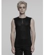 Punk Rave Black Gothic Cyber Punk Mesh Splicing Vest Top for Men