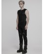 Punk Rave Black Gothic Cyber Punk Mesh Splicing Vest Top for Men