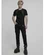 Punk Rave Black Gothic Cyber Punk Knitted Short Sleeve T-Shirt for Men