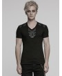 Punk Rave Black Gothic Cyber Punk 3D Patch Knitted Short Sleeve T-Shirt for Men