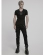 Punk Rave Black Gothic Cyber Punk 3D Patch Knitted Short Sleeve T-Shirt for Men