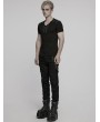 Punk Rave Black Gothic Cyber Punk 3D Patch Knitted Short Sleeve T-Shirt for Men
