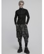 Punk Rave Black Gothic Dark Punk Asymmetrical Zip Long Sleeve T-Shirt for Men