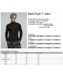 Punk Rave Black Gothic Dark Punk Asymmetrical Zip Long Sleeve T-Shirt for Men