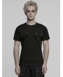 Punk Rave Black Gothic Dark Punk Denim Knitted Short Sleeve T-Shirt for Men