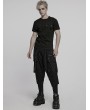 Punk Rave Black Gothic Dark Punk Denim Knitted Short Sleeve T-Shirt for Men