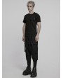 Punk Rave Black Gothic Dark Punk Denim Knitted Short Sleeve T-Shirt for Men