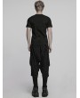 Punk Rave Black Gothic Dark Punk Denim Knitted Short Sleeve T-Shirt for Men