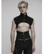 Punk Rave Black Gothic Punk Denim Stand Collar Short Vest for Men