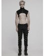 Punk Rave Black Gothic Punk Denim Stand Collar Short Vest for Men