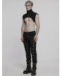 Punk Rave Black Gothic Punk Denim Stand Collar Short Vest for Men