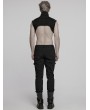 Punk Rave Black Gothic Punk Denim Stand Collar Short Vest for Men