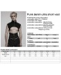 Punk Rave Black Gothic Punk Denim Stand Collar Short Vest for Men