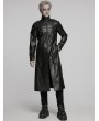 Punk Rave Black Gothic Cyberpunk Studded Leather Collar Long Jacket for Men