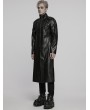 Punk Rave Black Gothic Cyberpunk Studded Leather Collar Long Jacket for Men