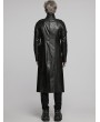 Punk Rave Black Gothic Cyberpunk Studded Leather Collar Long Jacket for Men