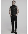 Punk Rave Black Gothic Cyberpunk 3D Patch Vest for Men