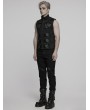 Punk Rave Black Gothic Cyberpunk 3D Patch Vest for Men