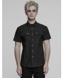 Punk Rave Black Gothic Punk Metal Eyelet Short Sleeved Shirt for Men