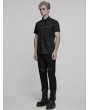 Punk Rave Black Gothic Punk Metal Eyelet Short Sleeved Shirt for Men