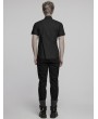 Punk Rave Black Gothic Punk Metal Eyelet Short Sleeved Shirt for Men