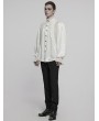 Punk Rave White Retro Gothic Glamorous Textured Party Shirt for Men