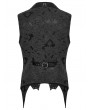 Punk Rave Black Retro Gothic Jacquard Bat Shaped Lapel Vest for Men
