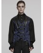 Punk Rave Black and Blue Retro Gothic Jacquard Bat Shaped Lapel Vest for Men