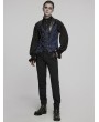 Punk Rave Black and Blue Retro Gothic Jacquard Bat Shaped Lapel Vest for Men