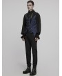 Punk Rave Black and Blue Retro Gothic Jacquard Bat Shaped Lapel Vest for Men