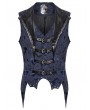 Punk Rave Black and Blue Retro Gothic Jacquard Bat Shaped Lapel Vest for Men