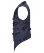 Punk Rave Black and Blue Retro Gothic Jacquard Bat Shaped Lapel Vest for Men