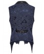 Punk Rave Black and Blue Retro Gothic Jacquard Bat Shaped Lapel Vest for Men