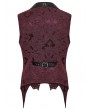 Punk Rave Black and Red Retro Gothic Jacquard Bat Shaped Lapel Vest for Men