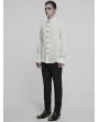 Punk Rave White Gothic Vintage Lace Splicing Shirt for Men