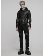 Punk Rave Black Gothic Punk Detachable Hooded Leather Jacket for Men