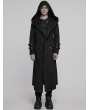 Punk Rave Black Gothic Punk Street Hooded Long Jacket for Men