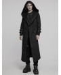 Punk Rave Black Gothic Punk Street Hooded Long Jacket for Men