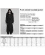 Punk Rave Black Gothic Punk Street Hooded Long Jacket for Men