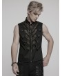 Punk Rave Black Gothic Punk Metal Studded Mesh Splicing Vest for Men