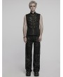 Punk Rave Black Gothic Punk Metal Studded Mesh Splicing Vest for Men