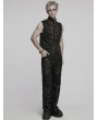 Punk Rave Black Gothic Punk Metal Studded Mesh Splicing Vest for Men