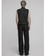 Punk Rave Black Gothic Punk Metal Studded Mesh Splicing Vest for Men