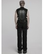 Punk Rave Black Gothic Cyberpunk Buckle Armor Patch Vest for Men