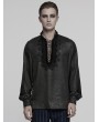 Punk Rave Black Gothic Dark Rose Patterned Loose Shirt for Men