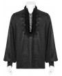 Punk Rave Black Gothic Dark Rose Patterned Loose Shirt for Men