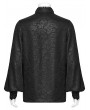 Punk Rave Black Gothic Dark Rose Patterned Loose Shirt for Men