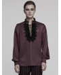 Punk Rave Red Gothic Dark Rose Patterned Loose Shirt for Men