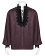 Punk Rave Red Gothic Dark Rose Patterned Loose Shirt for Men